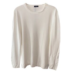 Men’s MALO White Cotton Knit Long
Sleeve Crewneck T-Shirt